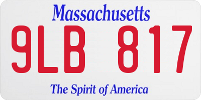 MA license plate 9LB817