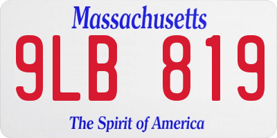 MA license plate 9LB819
