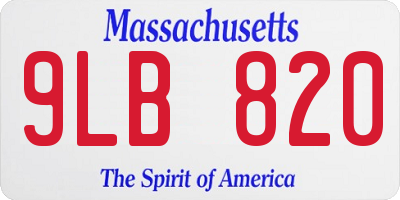 MA license plate 9LB820