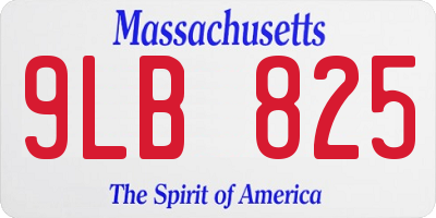 MA license plate 9LB825