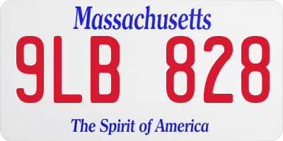 MA license plate 9LB828