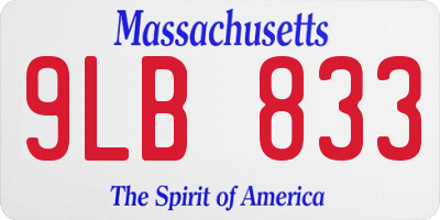 MA license plate 9LB833