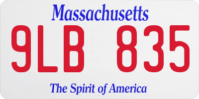 MA license plate 9LB835