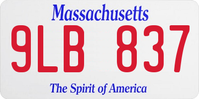 MA license plate 9LB837