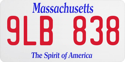 MA license plate 9LB838