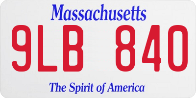 MA license plate 9LB840