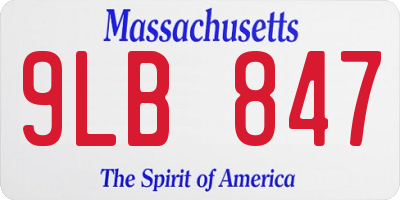 MA license plate 9LB847