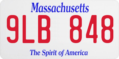MA license plate 9LB848