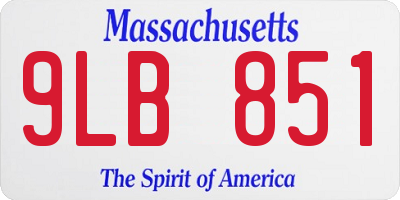 MA license plate 9LB851