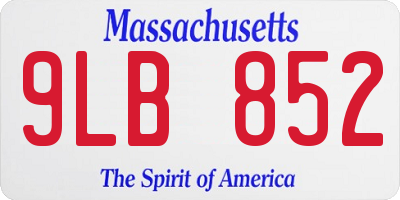 MA license plate 9LB852