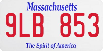 MA license plate 9LB853