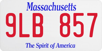 MA license plate 9LB857