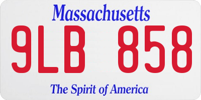 MA license plate 9LB858