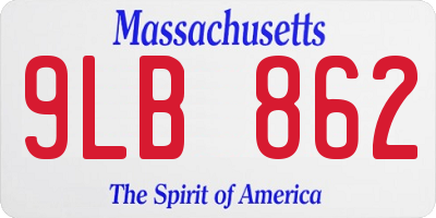 MA license plate 9LB862