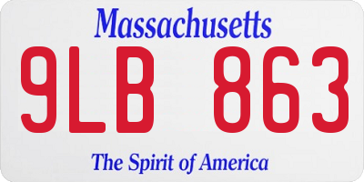 MA license plate 9LB863