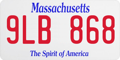 MA license plate 9LB868