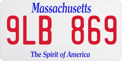 MA license plate 9LB869