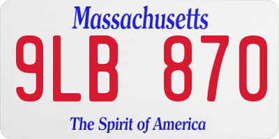 MA license plate 9LB870