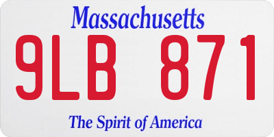MA license plate 9LB871