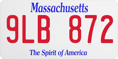 MA license plate 9LB872