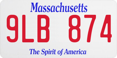 MA license plate 9LB874