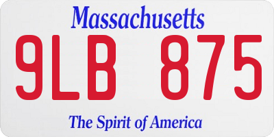 MA license plate 9LB875