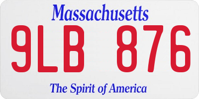 MA license plate 9LB876