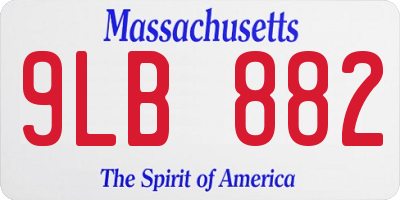 MA license plate 9LB882