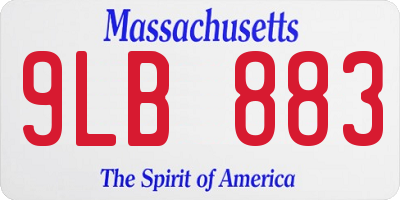 MA license plate 9LB883