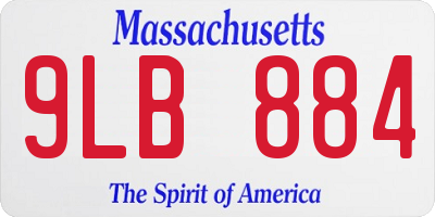 MA license plate 9LB884