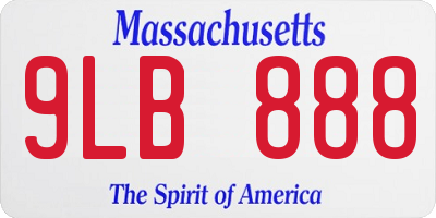 MA license plate 9LB888