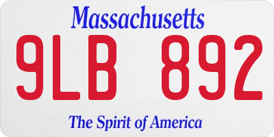 MA license plate 9LB892