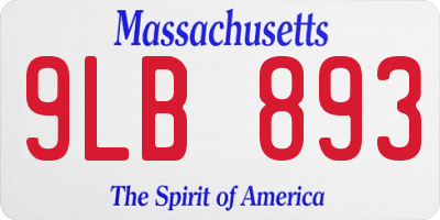 MA license plate 9LB893