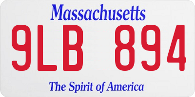 MA license plate 9LB894
