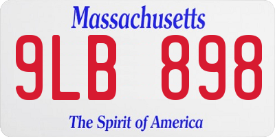 MA license plate 9LB898