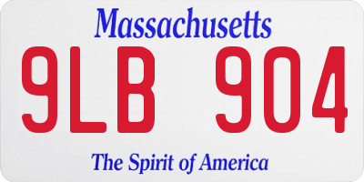 MA license plate 9LB904