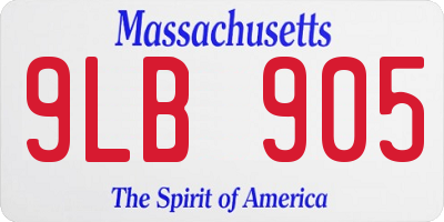 MA license plate 9LB905