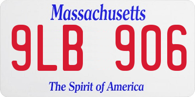 MA license plate 9LB906
