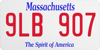 MA license plate 9LB907