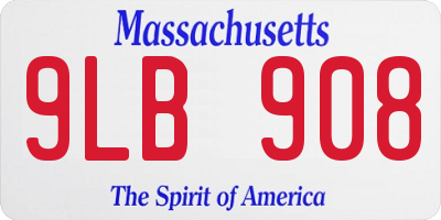MA license plate 9LB908