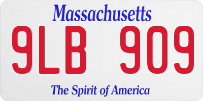 MA license plate 9LB909