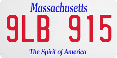 MA license plate 9LB915