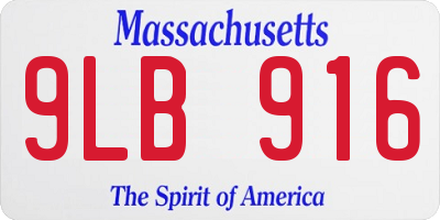 MA license plate 9LB916