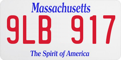 MA license plate 9LB917
