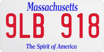 MA license plate 9LB918