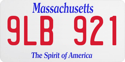 MA license plate 9LB921