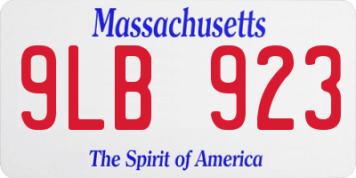 MA license plate 9LB923