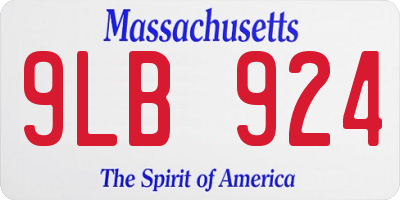 MA license plate 9LB924