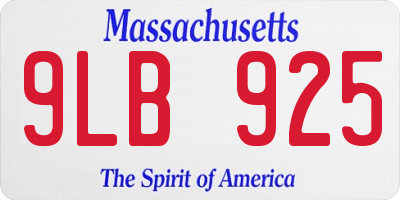 MA license plate 9LB925