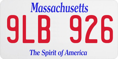 MA license plate 9LB926